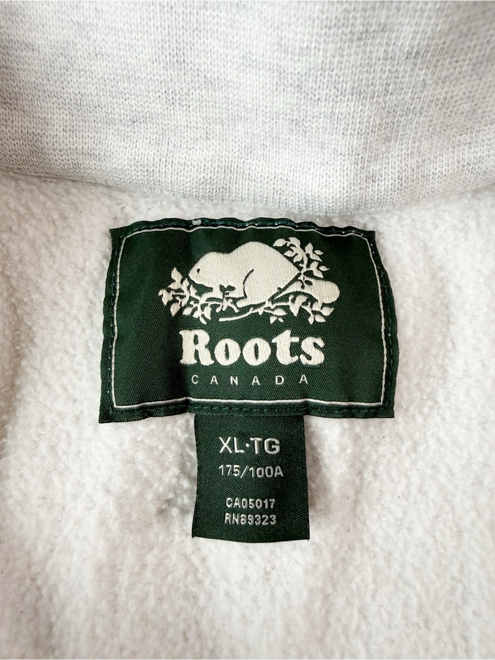VTG Y2K 90s ROOTS Woman Gray Quarter Zip Cotton Sweater XL Classic Preppy Cozy - Picture 6 of 10